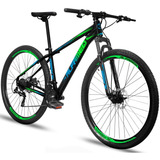 Bicicleta Aro 29 Alfameq Stroll Câmbio Shimano Disco 24v Cor Preto/verde/azul Tamanho Do Quadro 21